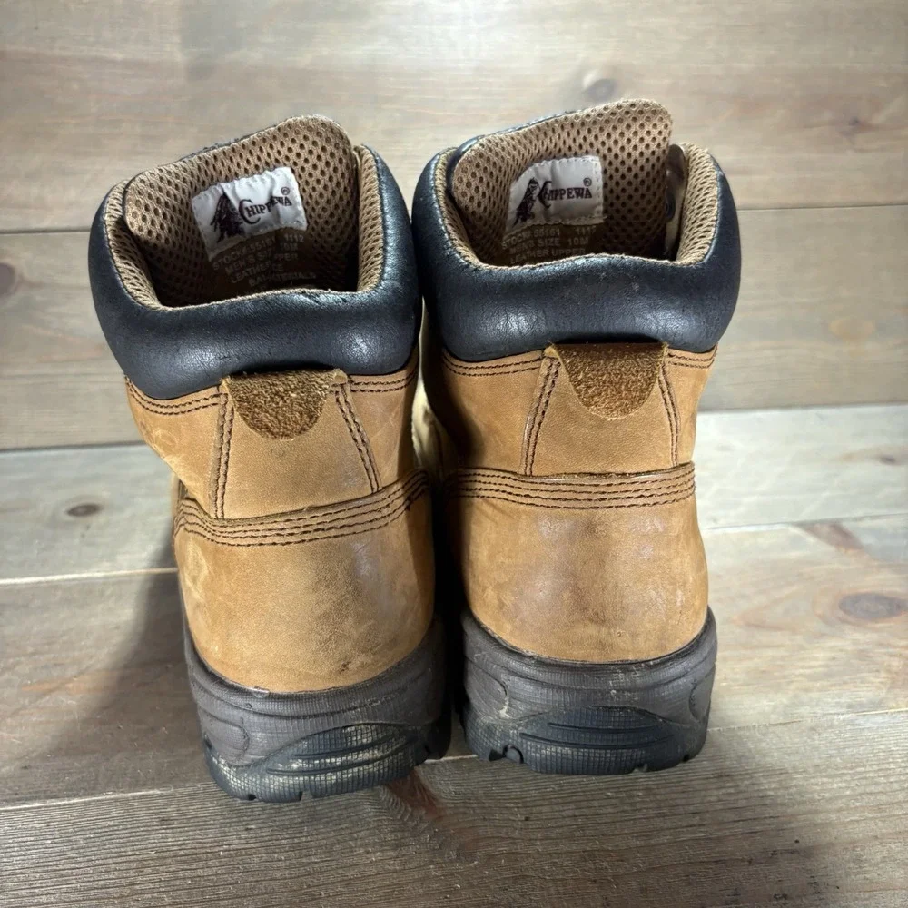 chippewa graeme mens size 10 shoes brown leather steel toe waterproof work boots